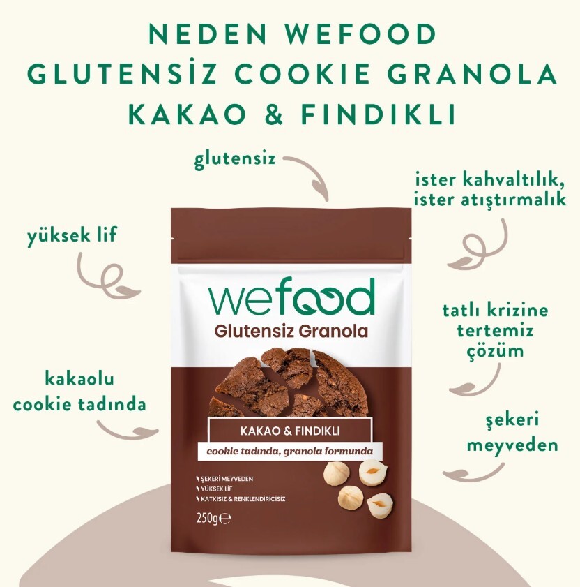 Wefood Kakao ve Fındık Granola 250 Gr - 3