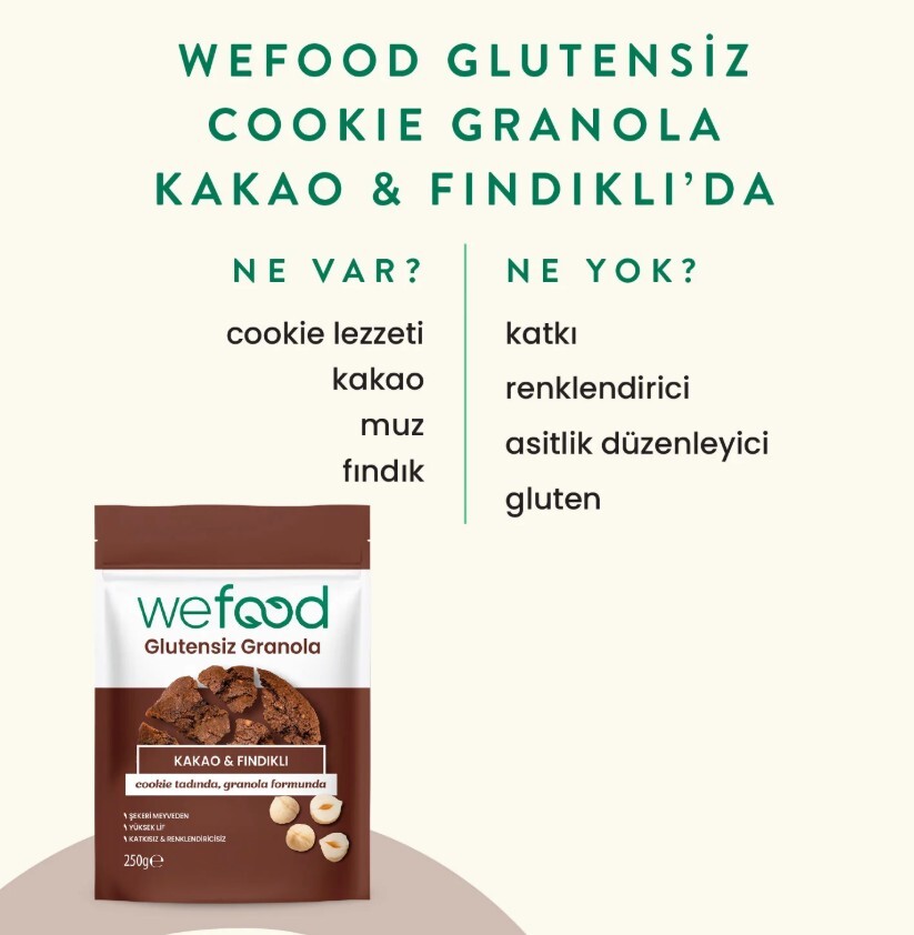 Wefood Kakao ve Fındık Granola 250 Gr - 4