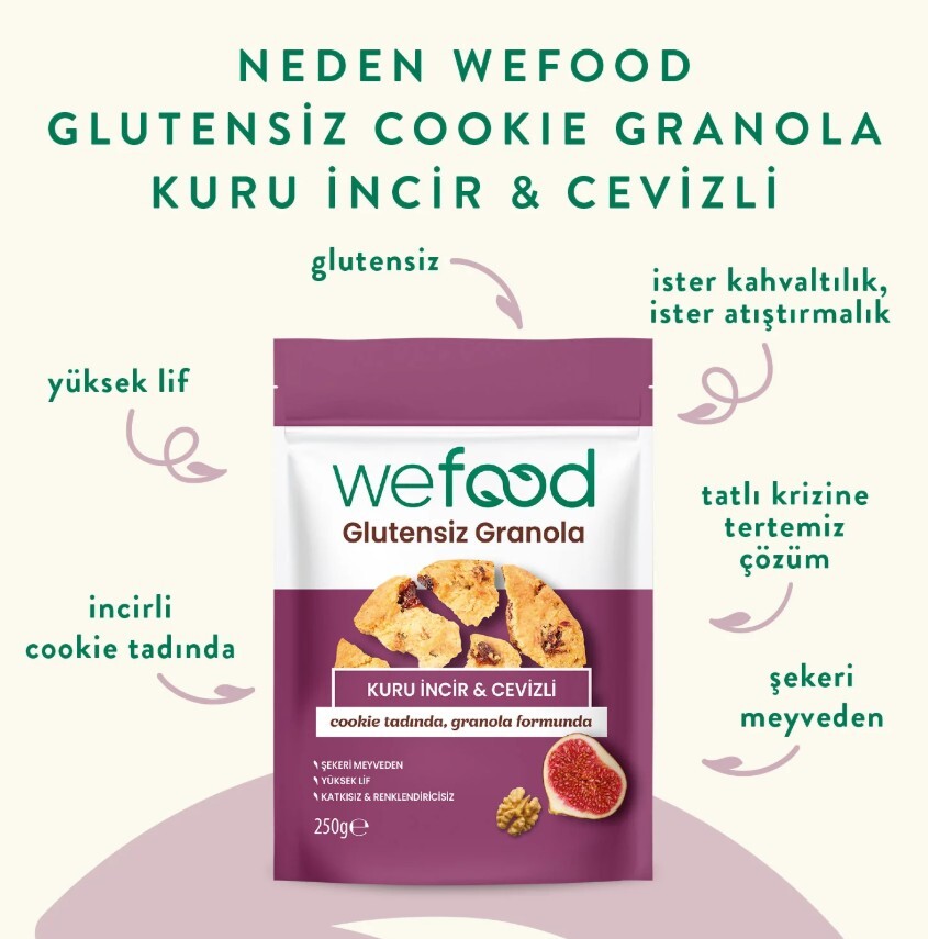 Wefood Glutensiz Granola Kuru İncir ve Cevizli 250 Gr - 3