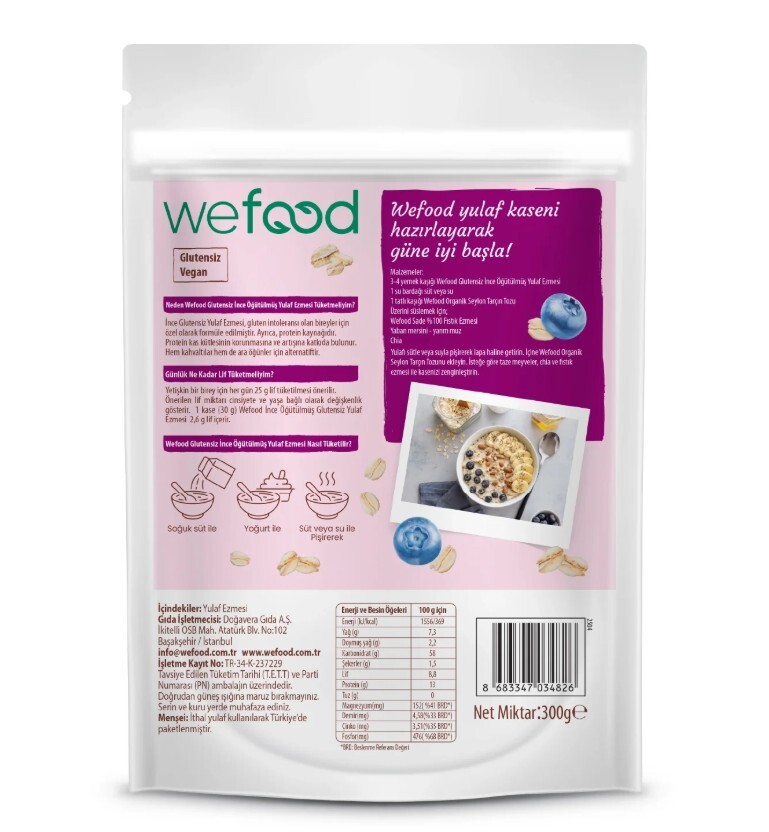 Wefood İnce Öğütülmüş Glutensiz Yulaf Ezmesi 300 Gr - 4