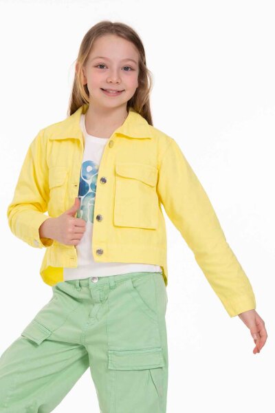 Kız Kapaklı Ceket 8-14 Yaş 34708 Kckt07018 Sarı - 5