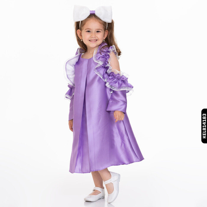 فستان بناتي من عمر سنتين إلى ١٠ سنوات 6338 Kelb14183 بنفسجي - 1