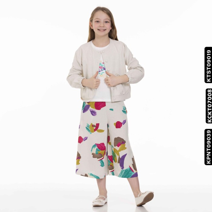 Kız Cebi Lastikli Gömlek 8-14 34373 Kckt07008 Krem - 1