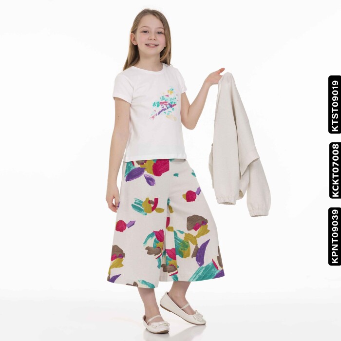 Kız Cebi Lastikli Gömlek 8-14 34373 Kckt07008 Krem - 7