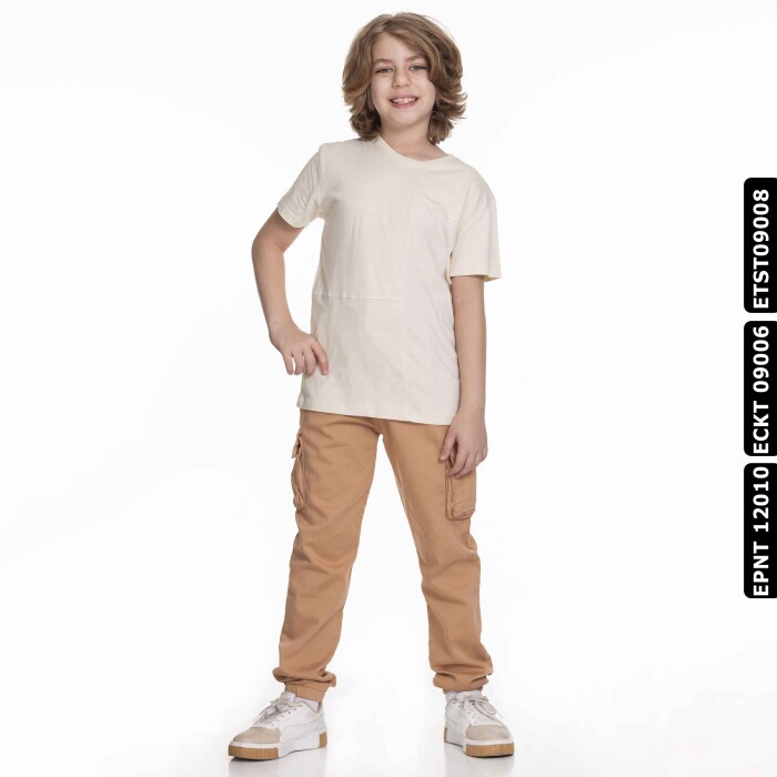 Erkek Tişört 4-13 Yaş 1632 Etst09008 Krem - 7