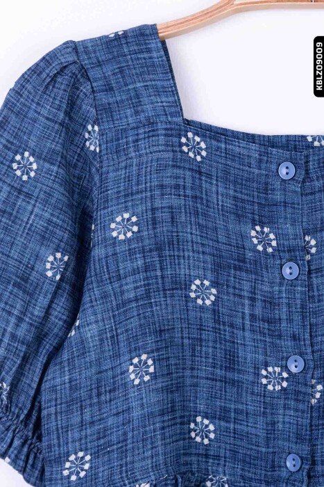 Kız Kareyaka Bluz 8-14 Yaş 34400 Kblz09009 Mavi - 7