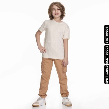 Erkek Tişört 4-13 Yaş 1632 Etst09008 Krem - 10