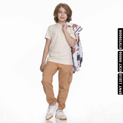 Erkek Tişört 4-13 Yaş 1632 Etst09008 Krem - 11