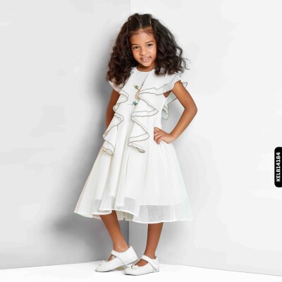 فستان بناتي 1-5 سنوات 6336 KELB14184 BEYAZ - 2
