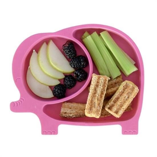 BUFFER® Bebek ve Çocuk için Sevimli Fil Model Desenli Yemek Bebek Mama Kabı Bölmeli Tabak - Xo Kids