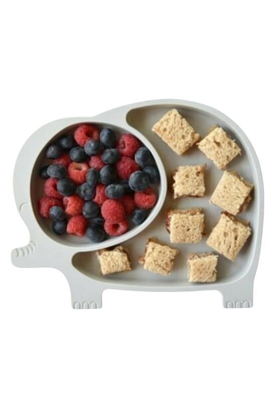 BUFFER® Bebek ve Çocuk için Sevimli Fil Model Desenli Yemek Bebek Mama Kabı Bölmeli Tabak - 2