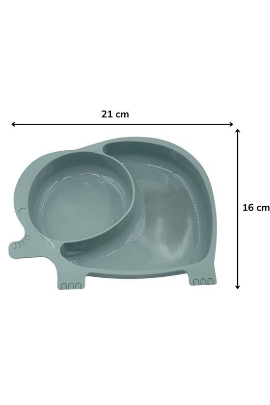 BUFFER® Bebek ve Çocuk için Sevimli Fil Model Desenli Yemek Bebek Mama Kabı Bölmeli Tabak - 4