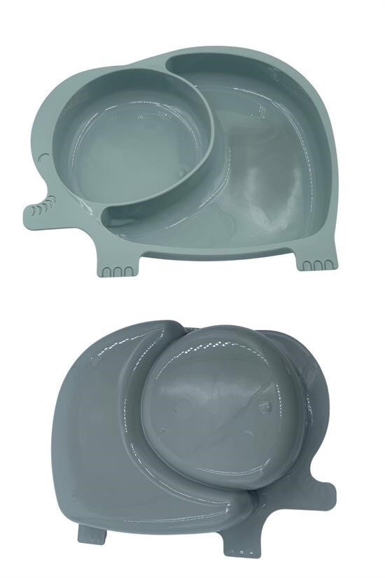 BUFFER® Bebek ve Çocuk için Sevimli Fil Model Desenli Yemek Bebek Mama Kabı Bölmeli Tabak - 5