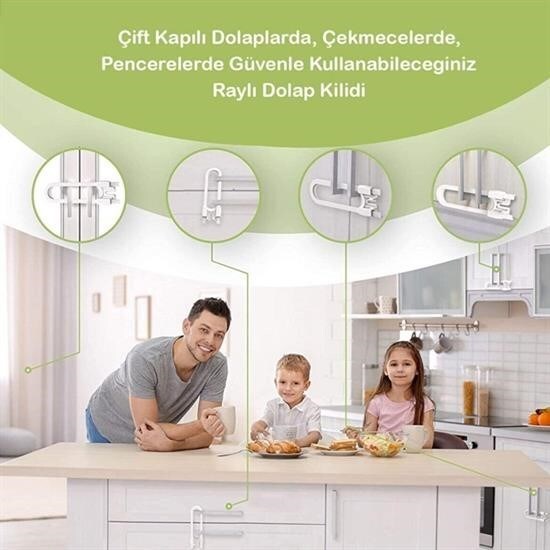 BUFFER® Bebek Çocuk Çekmece ve Dolap Koruma Raylı Güvenlik Sistemi Emniyet Kilidi - 4