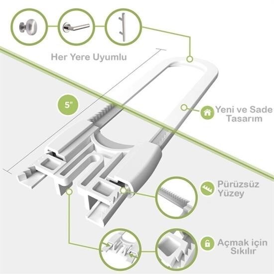 BUFFER® Bebek Çocuk Çekmece ve Dolap Koruma Raylı Güvenlik Sistemi Emniyet Kilidi - 5