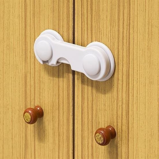 BUFFER® Bebek Çocuk Güvenliği Çekmece ve Dolap İçin Kendiliğinde Yapışkanlı Vidasız Kapak Kilidi - Xo Kids