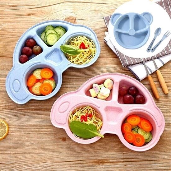 BUFFER® Bebekler İçin Araba Şeklinde Sevimli Mama Tabağı Çocuk Tabldot - Xo Kids
