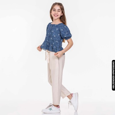 Kız Kareyaka Bluz 8-14 Yaş 34400 Kblz09009 Mavi - 2