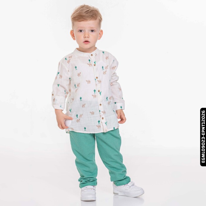 Erkek Çizgili Pantolon 9-36 Ay 64604 Epnt12026 Yeşil - 1