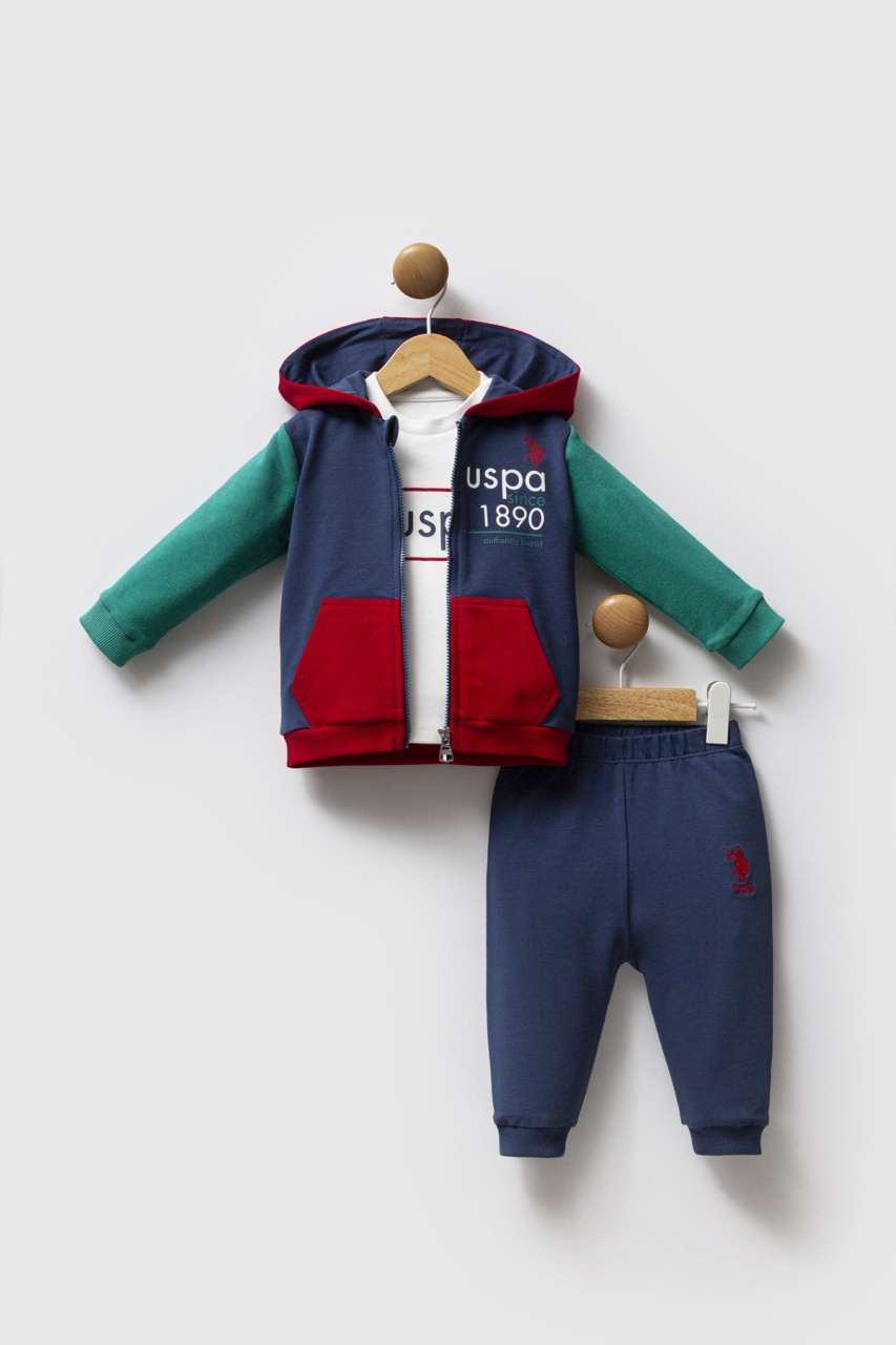 مجموعة يو إس بولو أسن المكونة من 3 قطع USB2574 باللون الأخضر النيلي - 1