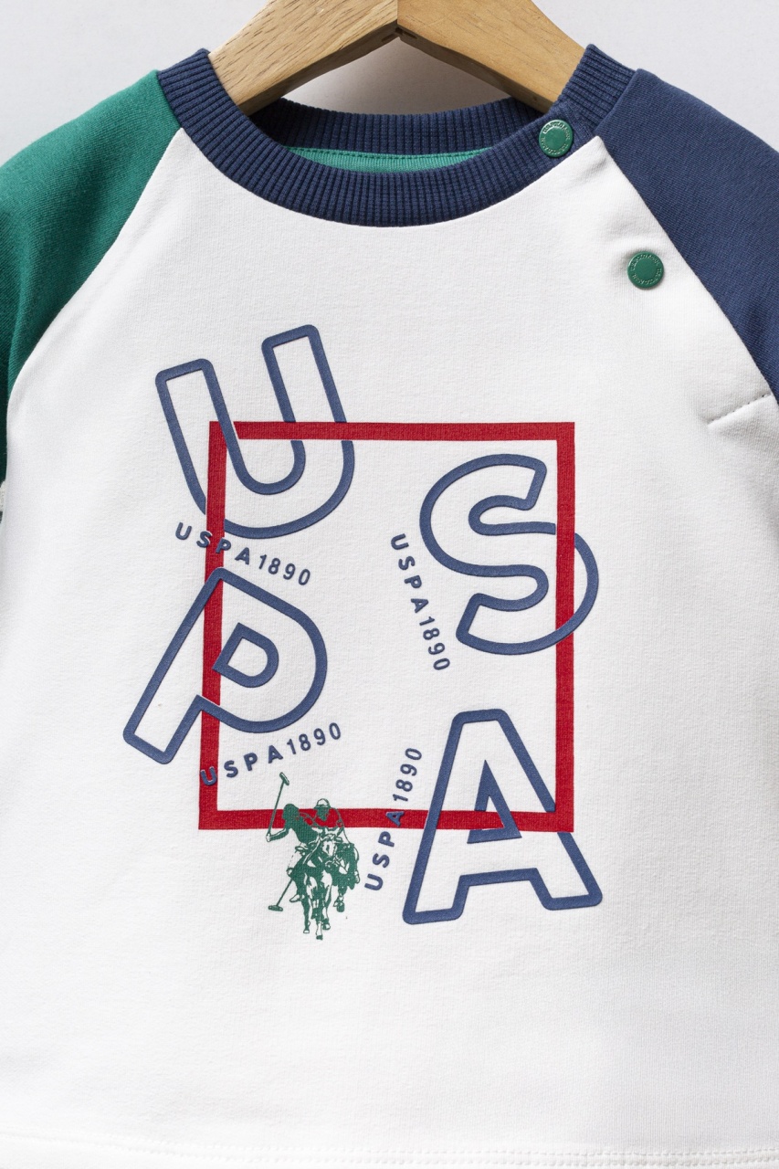 مجموعة يو إس بولو أسن من قطعتين USB2571 أبيض-أخضر - 2