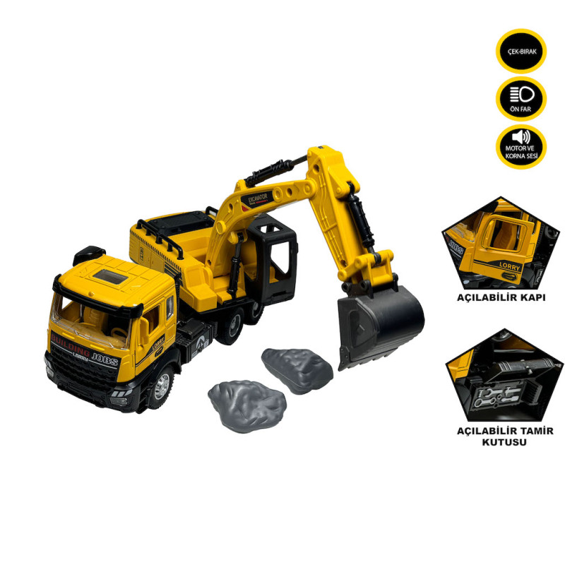 Vardem Sesli ve Işıklı Çek Bırak Kamyon Ekskavatör XX992-01AB - 1