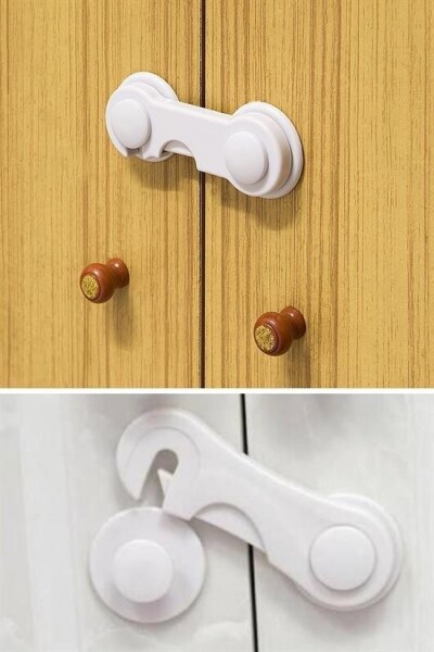 قفل باب ذاتي اللصق بدون براغي من BUFFER® لسلامة الطفل للأدراج والخزائن - 5