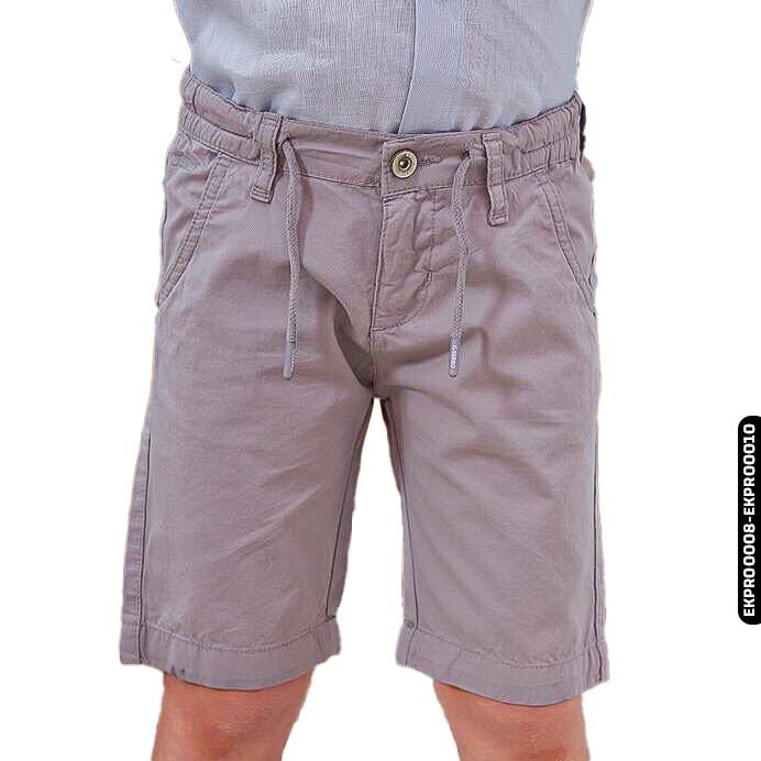 شورت برمودا عادي من القطن بحزام خصر مطاطي للأولاد من عمر 4 إلى 8 سنوات 379789 Ekpr00008 رمادي - 2