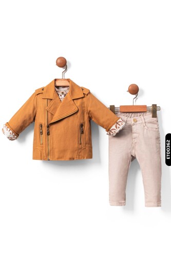 Yan Fermuarlı Ceket Yakalı Sahte Cepli Erkek Çocuk Pantolon Takım 6-36 Ay 1110 - 1