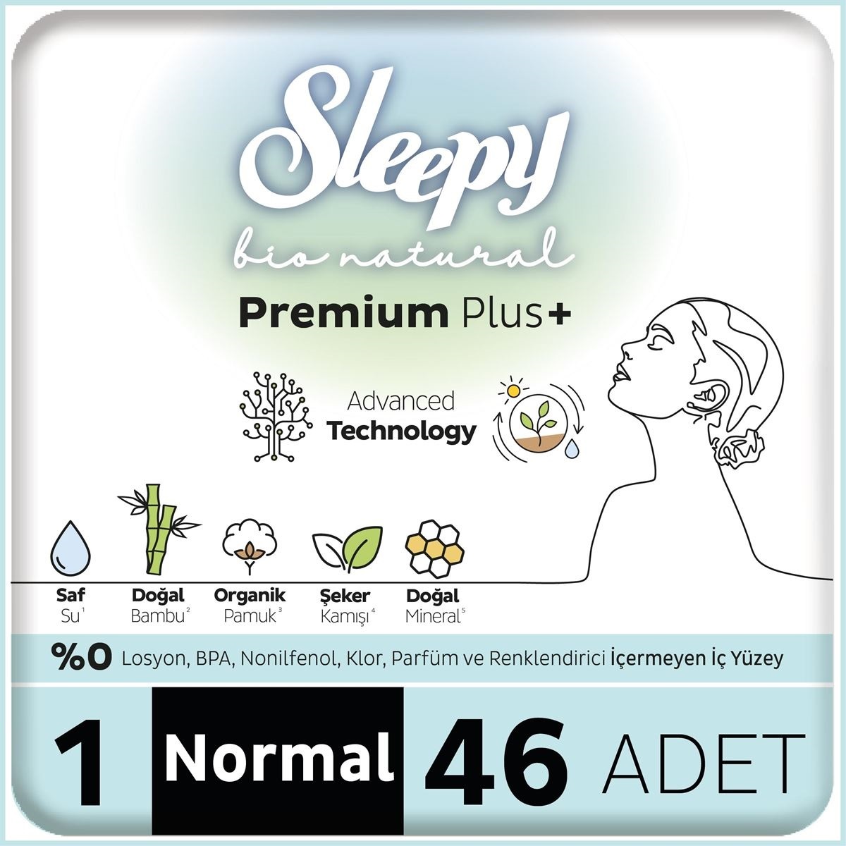 Sleepy Bio Natural Premium Plus Mega Normal Ped 46 Adet - 1